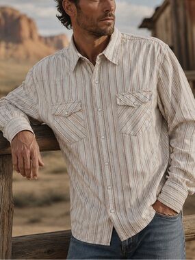 U.S. Expedition vintage Neutral Striped Western Shirt Sz XL